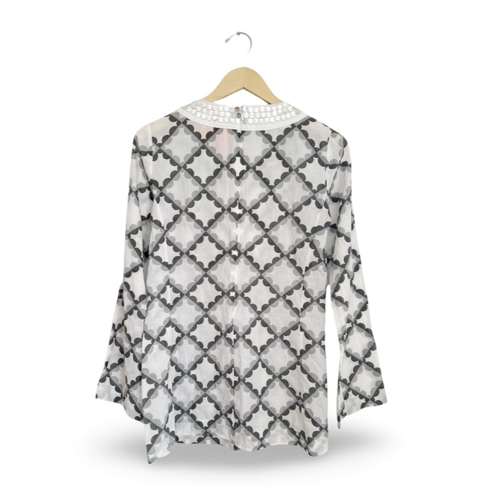 Tory Burch Long Graphic Tunic with Metallic Details size 4 - Picture 2 of 11